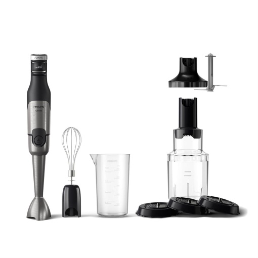 Blenderul de mana Philips seria 5000 incl. tel, spiralizator, tocator XL - putere 1200 W. Tehnologia ProMix. Indicator LED de viteza. Reglare continua a vitezei (HR2684/00)