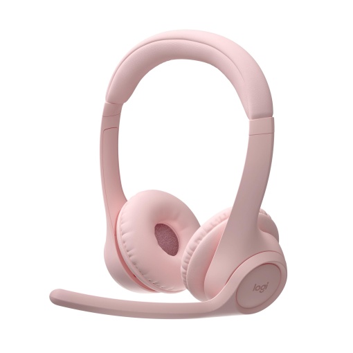 Casti Bluetooth fara fir Logitech Zone 300 cu microfon incl. anulare a zgomotului, compatibile cu Windows, Mac, Chrome, Linux, iOS, iPadOS, Android - Roz