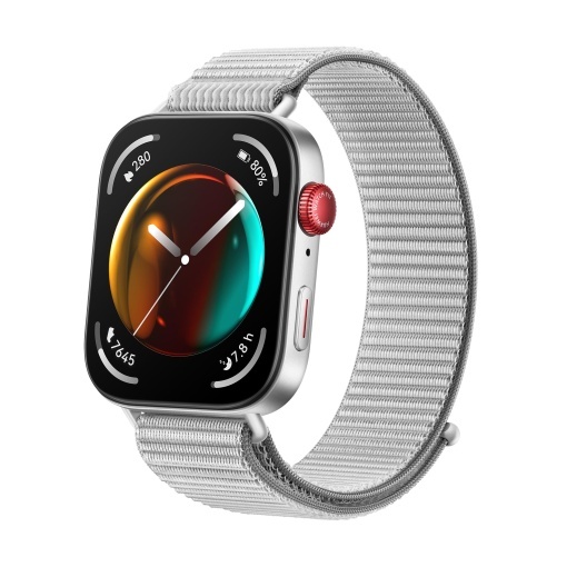 Ceas inteligent HUAWEI Watch FIT 3, apeluri Bluetooth, GPS, carcasa din aluminiu, iOS si Android, afisaj AMOLED de 1,82", durata de viata a bateriei de pana la 10 zile, gestionarea sanatatii si fitnessului, nailon gri