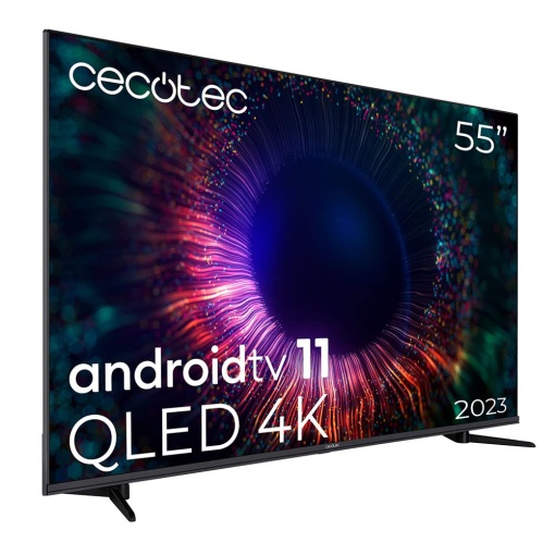 Cecotec TV LED 55" Smart TV seria A2 ALU20055ZS. 4K UHD, Android 11, design fara rame, locatie centrala, MEMC, Dolby Vision, Dolby Atmos, HDR10, difuzoare duale de 10 wati, model 2023