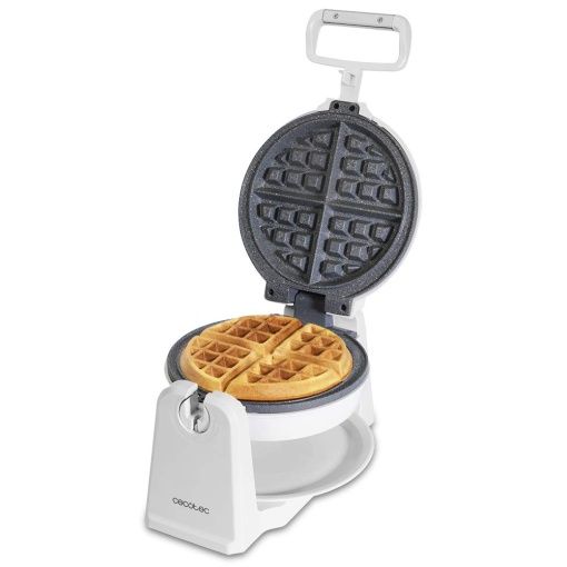 Cecotec Waffle Iron Fun Gofrestone Sphere - Acoperire antiaderenta RockStone, design circular, rotatie de 180 deg pentru a optimiza utilizarea, 1000 W.