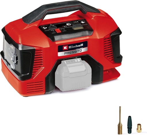Compresor cu acumulator Einhell PRESSITO 18/21 Power X-Change (18 V, max. 10,5 bari, putere de aspirare 21 l/min, turatia motorului 18000 min^-1, fara ulei, fara baterie)
