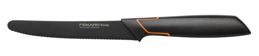 Cutit de rosii Fiskars, design modern, lama zimtata, lungime totala: 25 cm, otel/plastic de calitate, margine, 1003092, negru