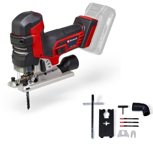 Ferastrau vertical profesional cu acumulator Einhell TP-JST 18/135 Li BL Power X-Change (18 V, adancime de taiere de 135 mm in lemn, inaltime de ridicare de 26 mm, fara perii, maner in stil T, 3x panza de ferastrau, fara baterie)
