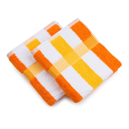 Gozze - Prosop New York Stripe, Set de 2, Prosop Moale si Absorbant, 100% Bumbac, 50 x 100 cm - Portocaliu/Alb/Galben