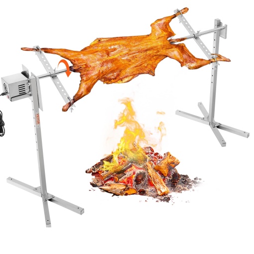 Grill rotativ electric VEVOR 1445 mm 60 kg capacitate motor 52W inox