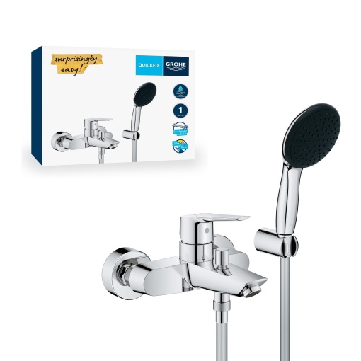 GROHE Start robinet de cada cu cap de dus robinet de dus pentru cada cadadus cu comutare automata cu dus de mana furtun de dus de 15 m suport adeziv f