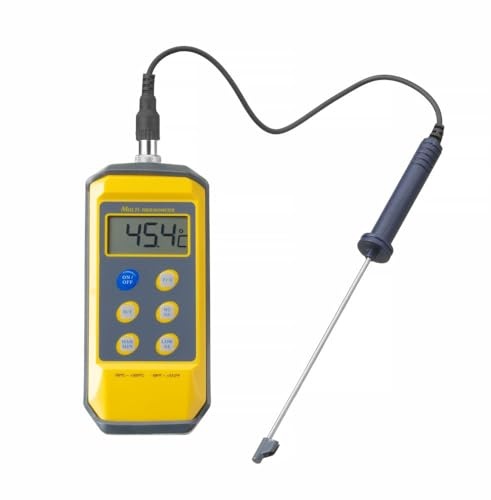 HENDI Termometru rezistent la socuri, aparat de perforare, termometru de bucatarie, termometru pentru carne, incl. baterie, domeniu de masurare -50degC pana la +300degC, sonda detasabila din otel inoxidabil de 213 mm, 195x85x(H)45mm, multicolor