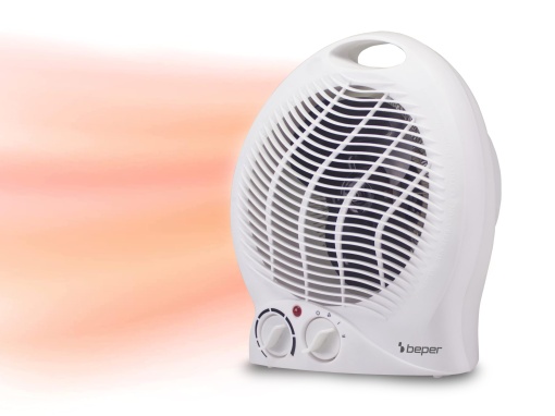 Incalzitor cu ventilator BEPER P203TER202, 2000 W, 2 niveluri de wati selectabile, incalzitor cu ventilator compact cu termostat reglabil, mod Eco si oprire automata, alb