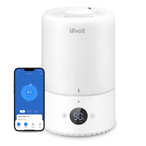 LEVOIT 3L Umidificator cu umplere superioara, umidificator cu ceata rece cu duza rotativa la 360deg, 19dB silentios, 25H, umidificator de camera si difuzor de aroma pentru plantele de dormitor din camera copiilor, oprire automata