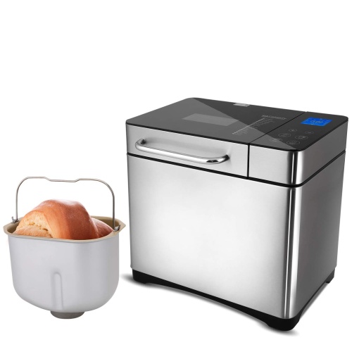 Masina de paine complet automat COOCHEER 710 W - Programabil cu 19 programe pentru paine artizanala, fara gluten, aluat, prajitura si gem - argintiu