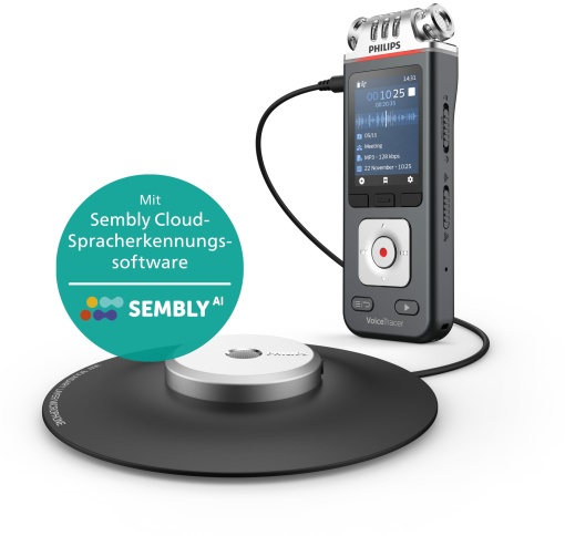 Philips VoiceTracer DVT8115 dispozitiv de inregistrare a inregistratorului vocal. Microfon de intalnire HiFi 360deg. Sembly AI pentru recunoasterea vorbirii, crearea de rezumate, procese-verbale de sedinte si liste de sarcini