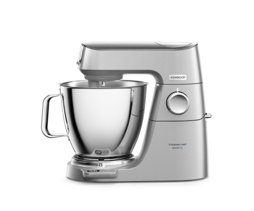 Robot de bucatarie Kenwood Titanium Chef Baker XL KVL85.224SI, robot de bucatarie cu cantar, bol din otel inoxidabil de 7L si 5L, incl. set de patiserie din 6 piese, atasament pentru blender si masina de tocat carne, 1200W, argintiu
