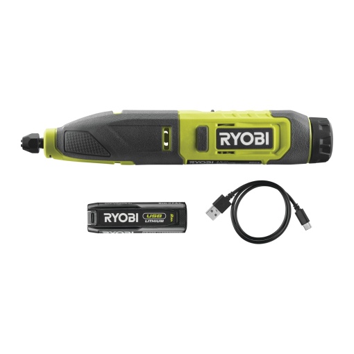 Sculptor de baterii USB-litiu RYOBI 4 V RPC4-120G, incl. 1 baterie de 4 V 2,0 Ah si cablu de incarcare USB-C