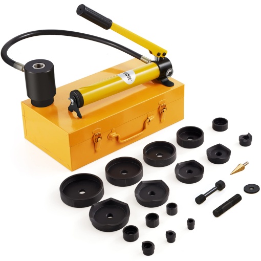 Set de perforare hidraulic VEVOR 15t 10 matrite pompa manuala otel durabil
