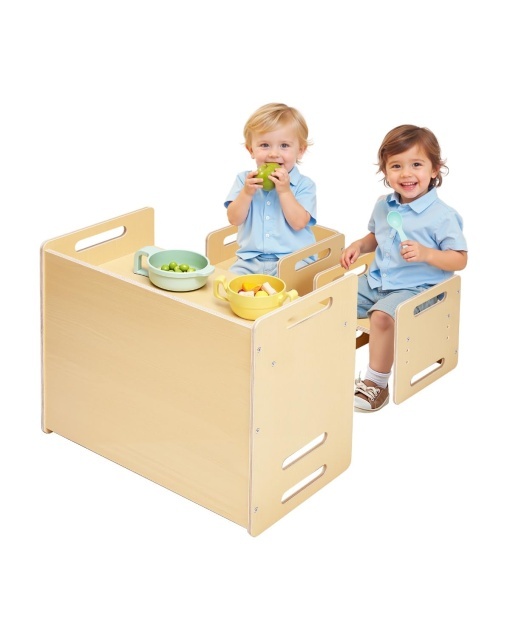 Set masa si scaune Montessori VEVOR pentru copii 1-5 ani ajustabil lemn natur