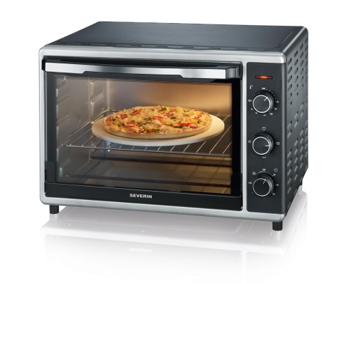 SEVERIN Cuptor de copt si prajit cu functie de convectie Mini cuptor cu gratar tava de copt rotisor si piatra pentru pizza cuptor versatil cu convecti