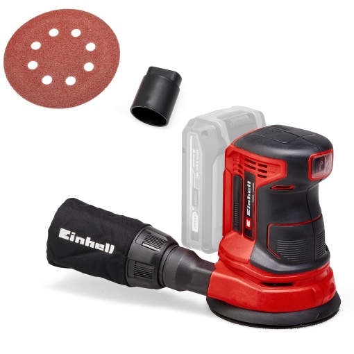 Slefuitor orbital fara fir Einhell TE-RS 18 Li-Solo Power X-Change (litiu-ion, electronica de viteza, aderenta micro-Velcro, incl. 1x smirghel P80, fara baterie si incarcator)