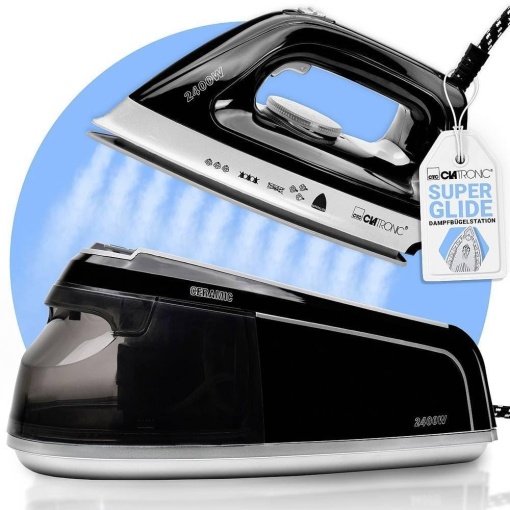 Statie de calcat cu abur Clatronicr cu fier de calcat cu abur 35 bari cu talpa Superglide si rezervor de apa de 12 litri 80 min timp de functionare 24