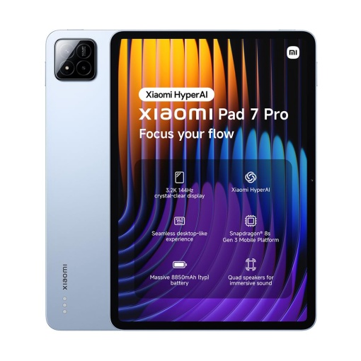 Tableta Xiaomi Pad 7 Pro, 11,2 inchi, 8+256 GB, albastru, ecran 3,2K 144 Hz, Snapdragon 8s Gen 3, baterie de 8850 mAh, HyperCharge de 67 W, HyperAI, difuzoare cvadruple, experienta perfecta asemanatoare desktopului