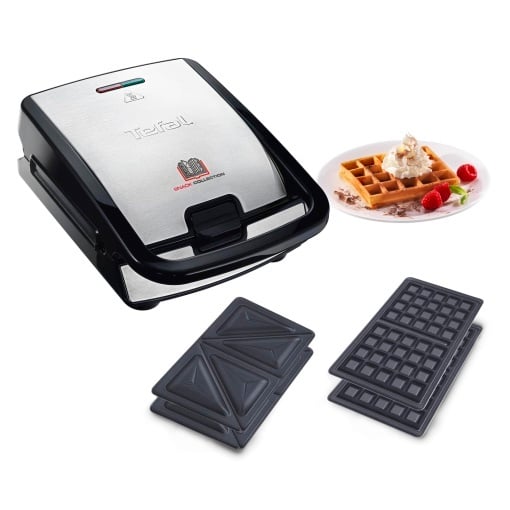 Tefal SW852D Snack Collection Aparat Multifunctional Sandwich si Waffe NegruArgintiu