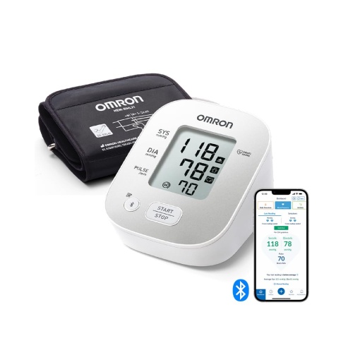 Tensiometru OMRON X2 Smart+ validat clinic cu aplicatie gratuita Bluetooth +, sigiliu de aprobare al Ligii Germane de Hipertensiune pentru rezultate precise ale masuratorilor, manseta universala 22-42 cm