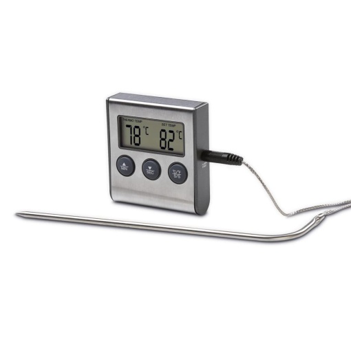 Termometru digital pentru friptura Xavax 2 in 1 cu ceas de bucatarie sonda de temperatura detasabila termometru pentru gratar Termometru pentru cuptor
