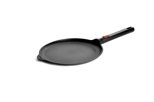 Tigaie pentru clatite Wool Diamond Logic XR - Inductiva -, O 26 cm, cu maner detasabil - Potrivita pentru toate tipurile de sobe, aluminiu, potrivita pentru cuptor, neagra