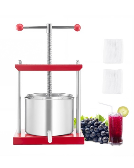 VEVOR SFP-6L Presa Manuala pentru Fructe si Vin 6L Capacitate Otel Inoxidabil