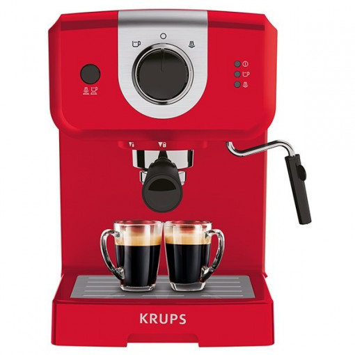 Ръчна еспресо машина KRUPS Помпа XP320530, 1.5л, 15 бара, Капучино система, сребристо-червена