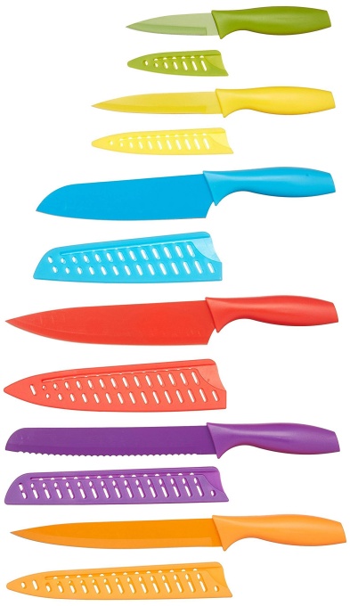 Amazon Basics - Set de cutite, colorat, 12 bucati