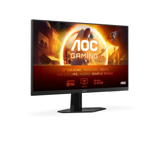 AOC Gaming 27G4XED - Monitor Full HD de 27 inch, 180 Hz, 1 ms, FreeSync Prem., G-Sync comp., HDR10 (1920x1080, 2X HDMI 2.0, 1x DisplayPort 1.4) negru/gri
