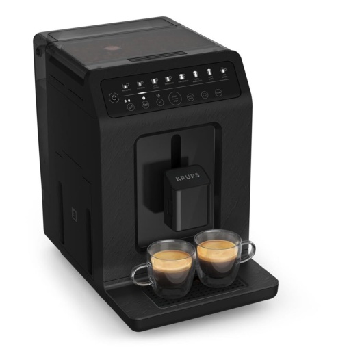 Aparat de cafea complet automat Krups EA897B Evidence ECOdesign|functie automata espresso si cappuccino|Tehnologia Quattro Force|Pahare cu o singura atingere cu lapte|8 presetari|Sistem de lapte|1450W,0.26kg,Negru