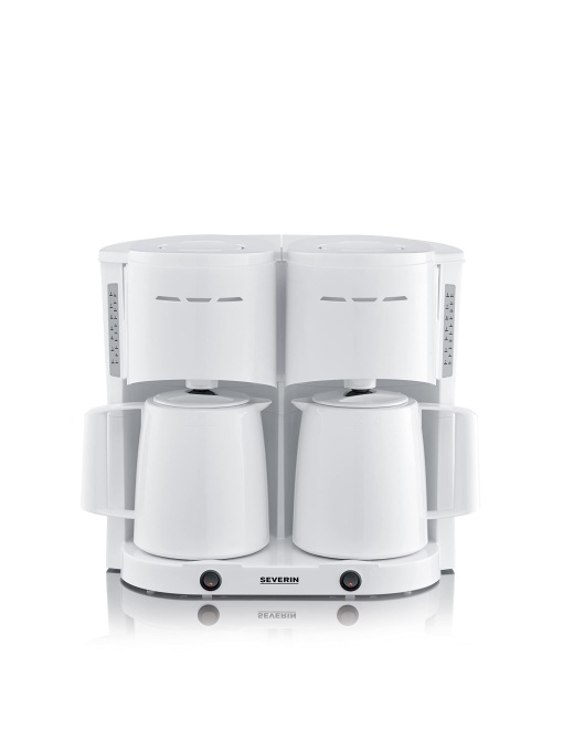Aparat de cafea cu filtru SEVERIN Duo cu ulcior termic, aparat de cafea pentru pana la 16 cani, aparat cu filtru atractiv cu 2 ulcioare de vid, alb, 2 litri, 2.000 W, KA 9314