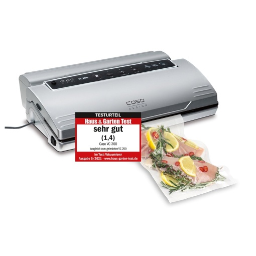 Aparat de vidat CASO VC200 Argintiu Dubla sudura Include cutter si 2 role BPA-free