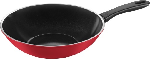 BALLARINI Caprera Wok, 28 cm, aluminiu, rezistent la inductie, acoperire ceramica antiaderenta, Made in Italy, rosu