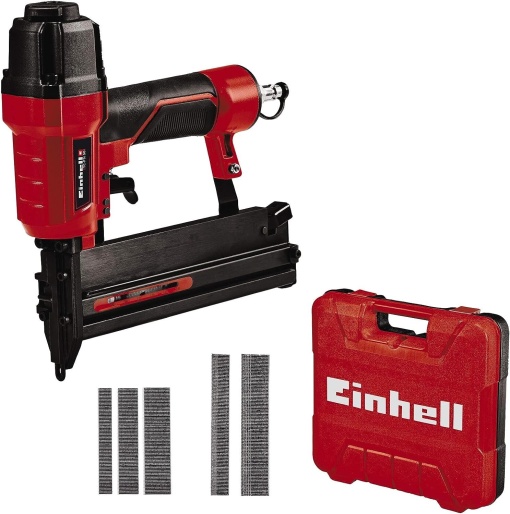 Capsator cu aer comprimat Einhell TC-PN 50 (capsator combinat 2 in 1 si cuie, nas de siguranta, incl. 1.500 de capse si 2.000 de cuie, sticla de ulei (fara ulei), mamelon plug-in, geanta de transport)