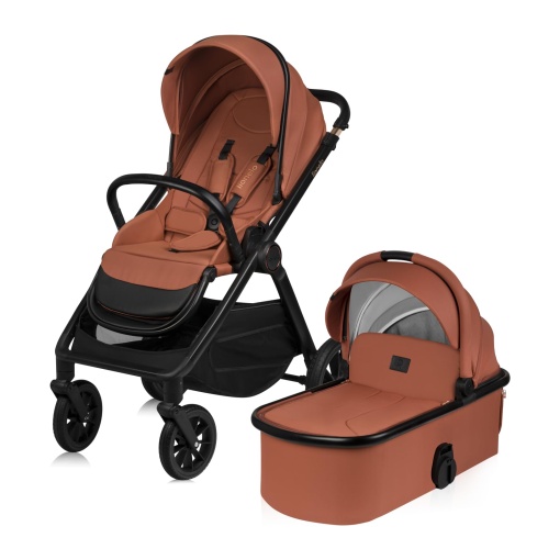 Carucior combinat LIONELO LAYLA 2 in 1 0-48 luni pana la 22 kg, landou pana la 9 kg, spatar si suport pentru picioare reglabili, AiryDots, roti PU pivotante la 360deg, suspensie completa