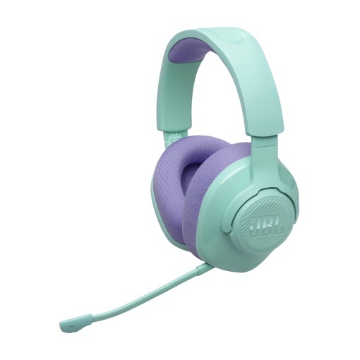 Casti fara fir pentru jocuri JBL Quantum 360 cu conexiune wireless duala de 2,4 GHz/Bluetooth, baterie de 22 de ore, compatibilitate cu mai multe platforme, microfon detasabil cu dezactivare a sunetului, cyan