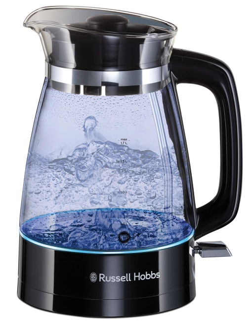 Ceainic Russell Hobbs [1.7l, 2400W, gura de scurgere cu design optimizat din sticla, iluminare LED] Design clasic (gatit sub presiune, capac detasabil, filtru de calcar, baza din otel inoxidabil)26080-70