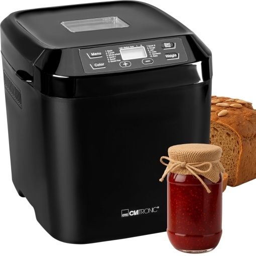 Clatronic(r) Bread Maker - coaceti paine proaspata acasa | Functie automata de pregatire si mentinere la cald | Masina de copt cu cronometru | Operare usoara prin afisaj | 12 programe de coacere | BBA 3774