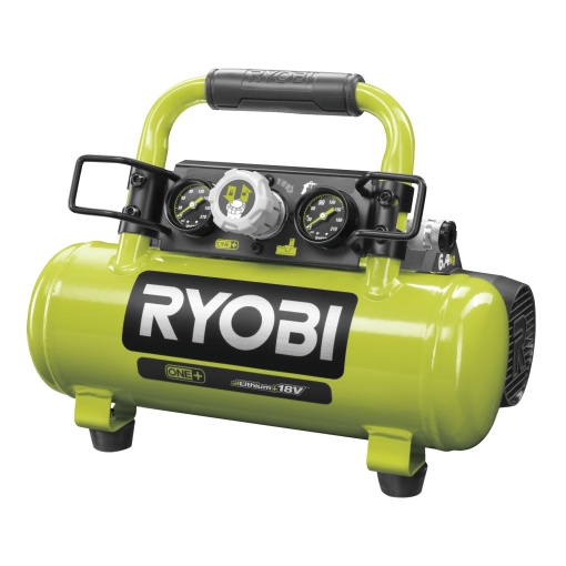 Compresor fara fir RYOBI 18 V ONE+ PRO R18AC-0 (presiune max. 8,3 bari, capacitate rezervor 3,8l, ideal pentru umflarea anvelopelor, fara baterie si incarcator)