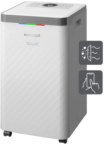 Concept OV2012 Dezumidificator cu purificator de aer Control tactil de 210 wati Sistem de filtrare cvadrupla Filtru de ionizare cu carbune activ Filtru de praf Temporizator 4 moduri de functionare Control prin aplicatie 45 dB