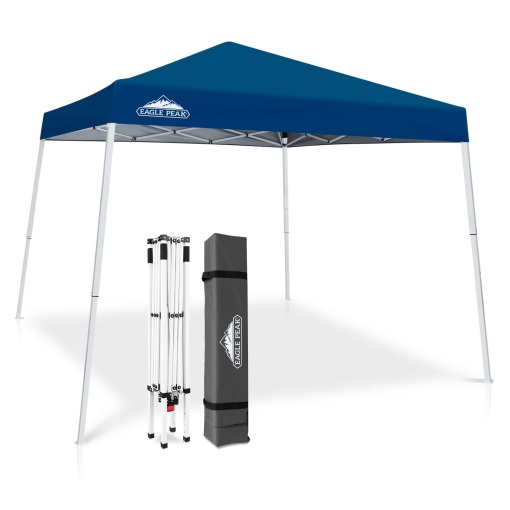 EAGLE PEAK 3x3m Cort pentru evenimente cu picioare inclinate Foisor in aer liber, Foisor pliabil impermeabil cu protectie UV 50+ pentru petrecere in gradina in camping, albastru inchis