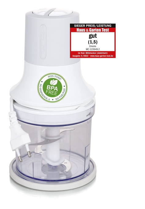 Emerio Chopper, tocator universal cu volum de 500 ml, 260W, tocator electric cu 4 lame din otel inoxidabil pentru tocarea carnii, cepei, fructelor, legumelor