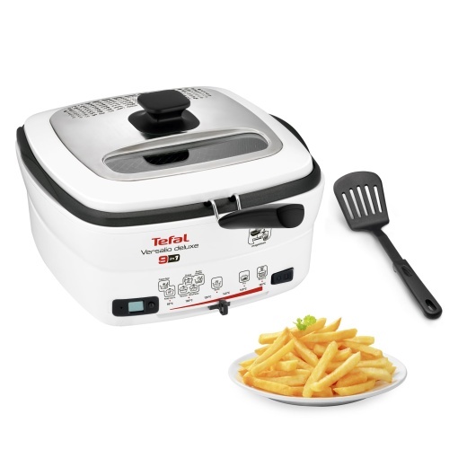 Friteuza multifunctionala Tefal Versalio Deluxe 9-in-1, capacitate 1,3 kg, incl. spatula, prajit, prajit, fierbere, temperatura reglabila, temporizator, alb, FR4950