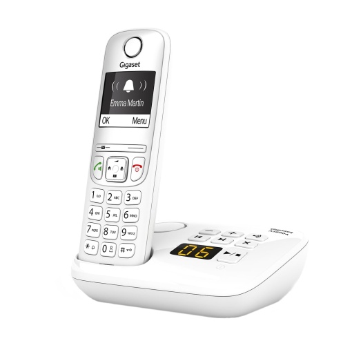 Gigaset AS690A - Telefon DECT fara fir cu robot telefonic - afisaj mare, cu contrast ridicat, profiluri de sunet reglabile - functie hands-free - protectie impotriva apelurilor, alb [versiunea germana]