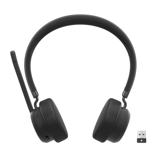 Lenovo - Casti - On-Ear - Bluetooth - Wireless - USB-A prin adaptor Bluetooth - Negru - Certificat pentru Microsoft Teams