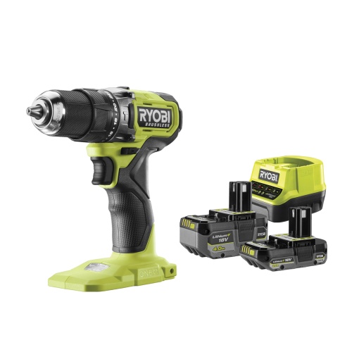 Masina de gaurit combinata cu acumulator fara perii RYOBI 18 V ONE+ RPD18BL1-2C42S, cuplu maxim 54 Nm, mandrina fara cheie, G5 GripZone, incl. 1 x 18V 4,0 Ah si 1 x 18V 2,0 Ah baterie si incarcator