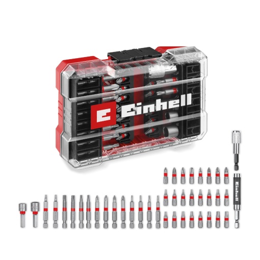 Original Einhell M-CASE 42 buc. Set de biti (biti de 25 mm, biti de 50 mm, suport magnetic, cheie tubulara, suport de biti cu eliberare rapida incl. cutie de depozitare)